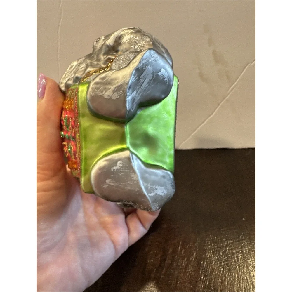 Glasswear Art Studio Santa on Elephant 6.5 Glass Ornament Poland No‎ Box